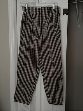 Everlane Black & Cream Gingham High-Waist Tapered Trousers